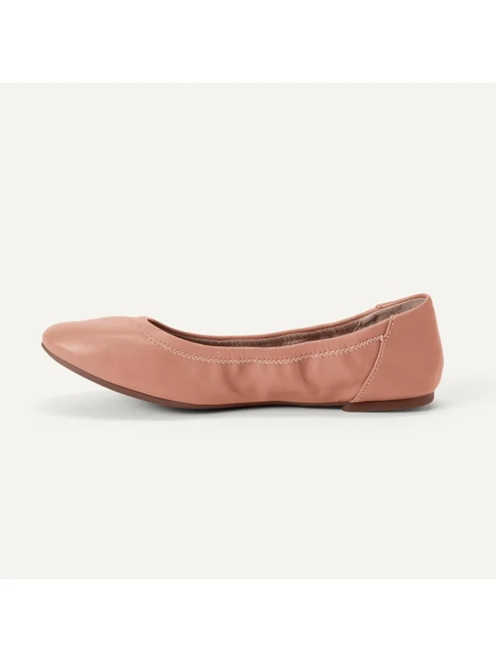 Amazon Essentials Women's Light Camel Synthetic Comfortable Slip On Ballet Flats